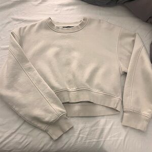 white crop crewneck sweatshirt sweater top